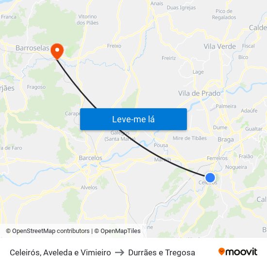 Celeirós, Aveleda e Vimieiro to Durrães e Tregosa map