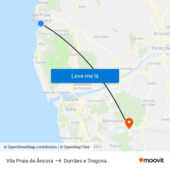 Vila Praia de Âncora to Durrães e Tregosa map