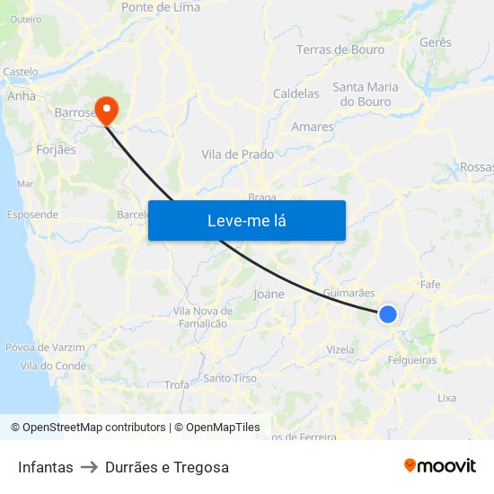 Infantas to Durrães e Tregosa map