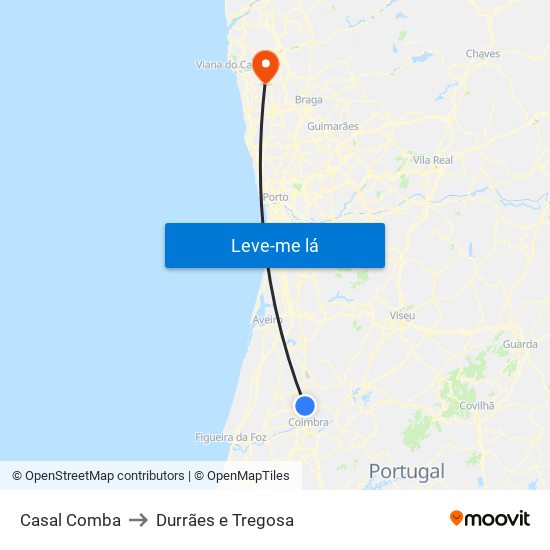 Casal Comba to Durrães e Tregosa map