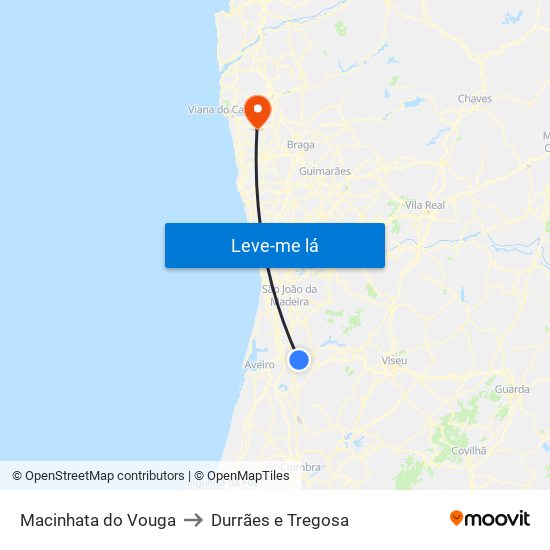 Macinhata do Vouga to Durrães e Tregosa map