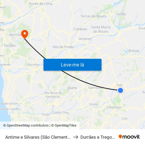 Antime e Silvares (São Clemente) to Durrães e Tregosa map