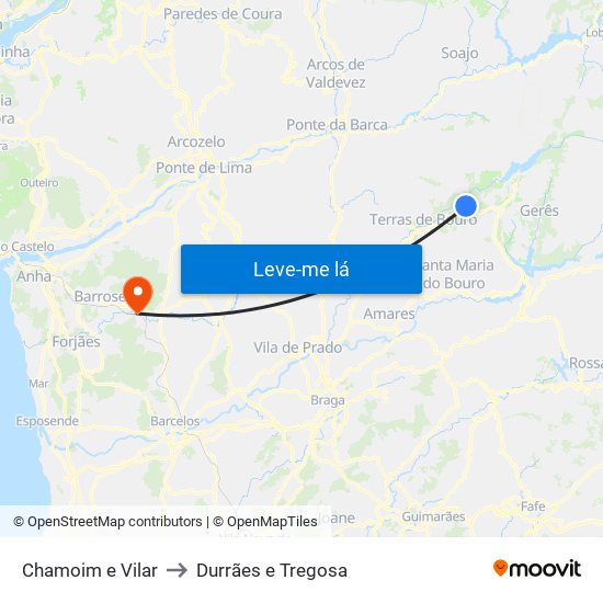 Chamoim e Vilar to Durrães e Tregosa map