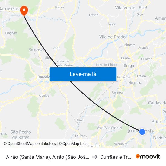 Airão (Santa Maria), Airão (São João) e Vermil to Durrães e Tregosa map