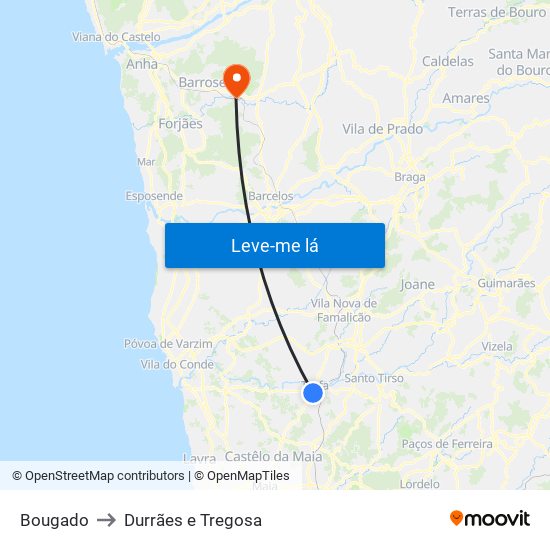 Bougado to Durrães e Tregosa map