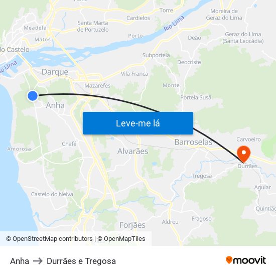 Anha to Durrães e Tregosa map