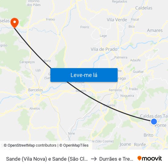 Sande (Vila Nova) e Sande (São Clemente) to Durrães e Tregosa map