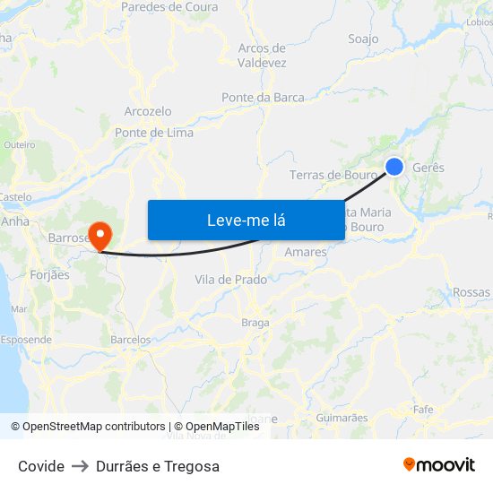 Covide to Durrães e Tregosa map