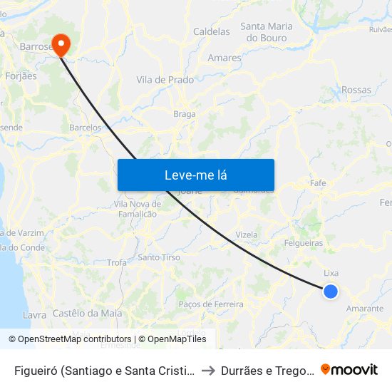 Figueiró (Santiago e Santa Cristina) to Durrães e Tregosa map