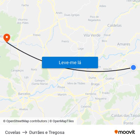 Covelas to Durrães e Tregosa map