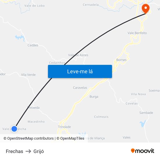 Frechas to Grijó map