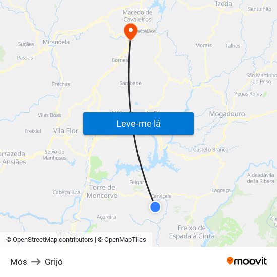 Mós to Grijó map