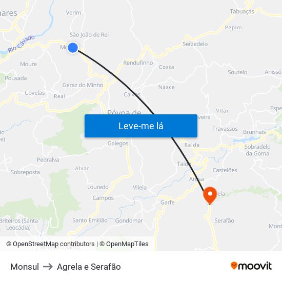 Monsul to Agrela e Serafão map