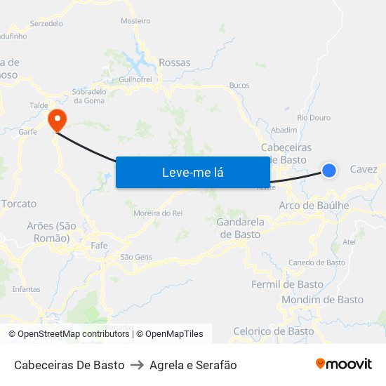 Cabeceiras De Basto to Agrela e Serafão map