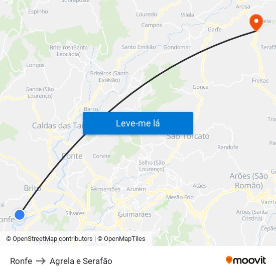 Ronfe to Agrela e Serafão map