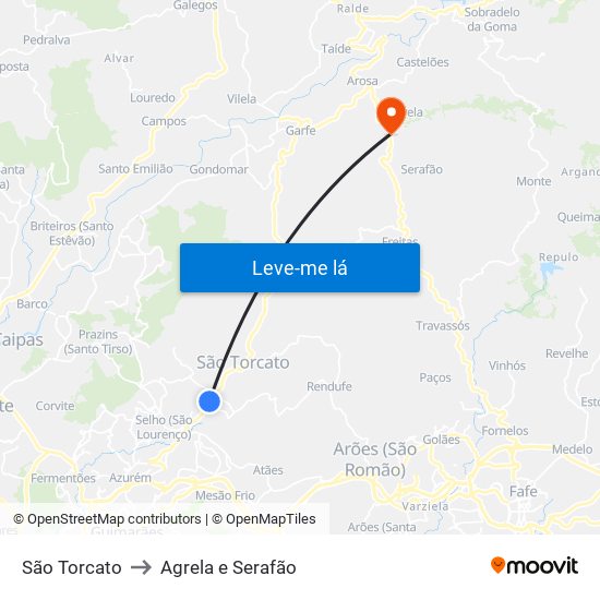 São Torcato to Agrela e Serafão map