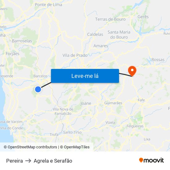 Pereira to Agrela e Serafão map