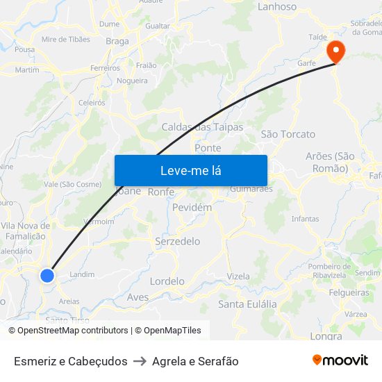 Esmeriz e Cabeçudos to Agrela e Serafão map