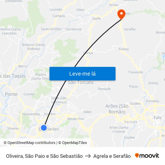 Oliveira, São Paio e São Sebastião to Agrela e Serafão map