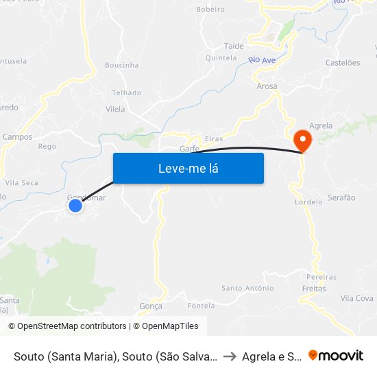 Souto (Santa Maria), Souto (São Salvador) e Gondomar to Agrela e Serafão map