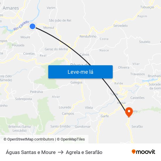 Águas Santas e Moure to Agrela e Serafão map