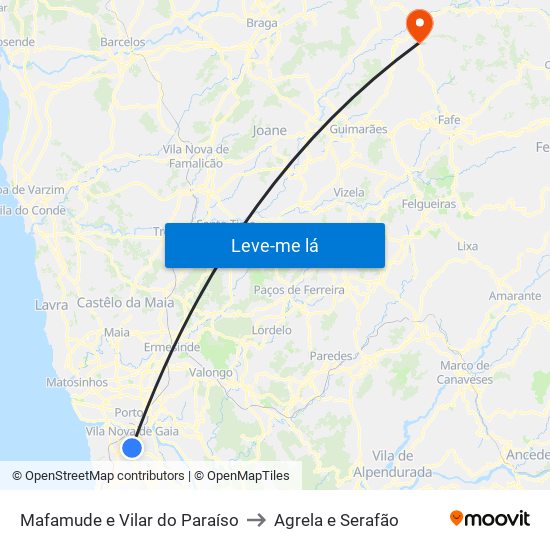 Mafamude e Vilar do Paraíso to Agrela e Serafão map