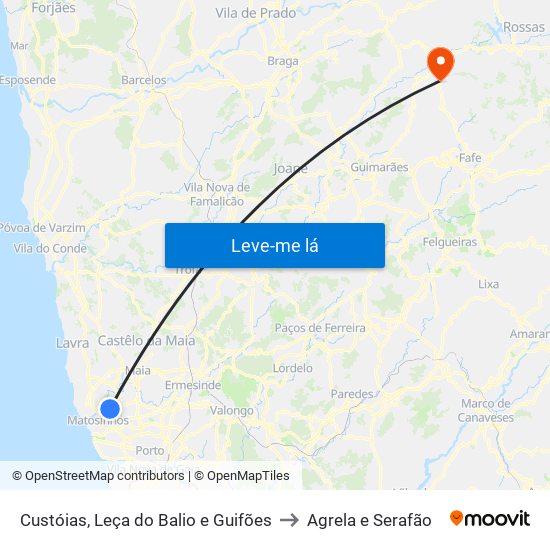 Custóias, Leça do Balio e Guifões to Agrela e Serafão map