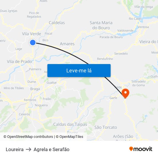 Loureira to Agrela e Serafão map