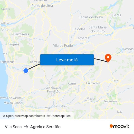 Vila Seca to Agrela e Serafão map