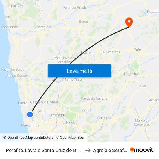 Perafita, Lavra e Santa Cruz do Bispo to Agrela e Serafão map