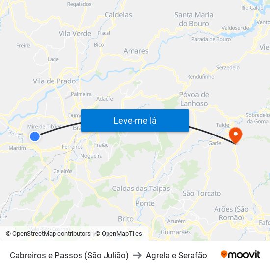 Cabreiros e Passos (São Julião) to Agrela e Serafão map
