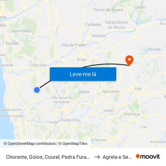 Chorente, Góios, Courel, Pedra Furada e Gueral to Agrela e Serafão map