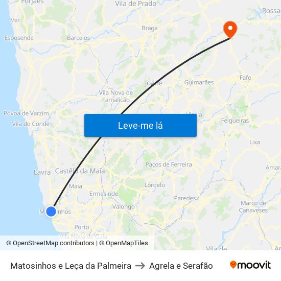 Matosinhos e Leça da Palmeira to Agrela e Serafão map