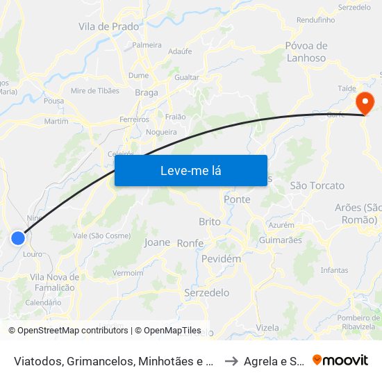 Viatodos, Grimancelos, Minhotães e Monte de Fralães to Agrela e Serafão map