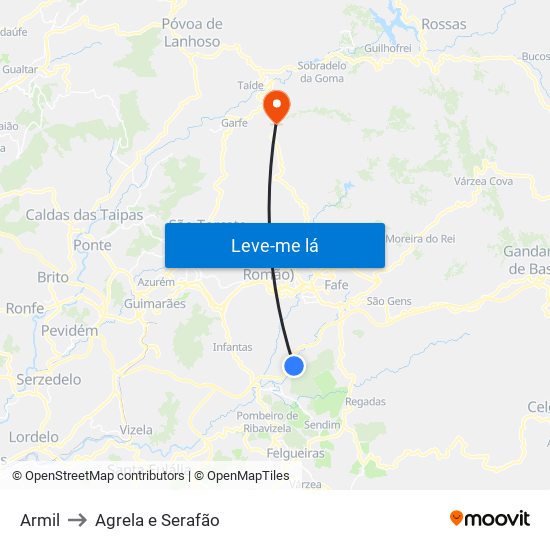 Armil to Agrela e Serafão map