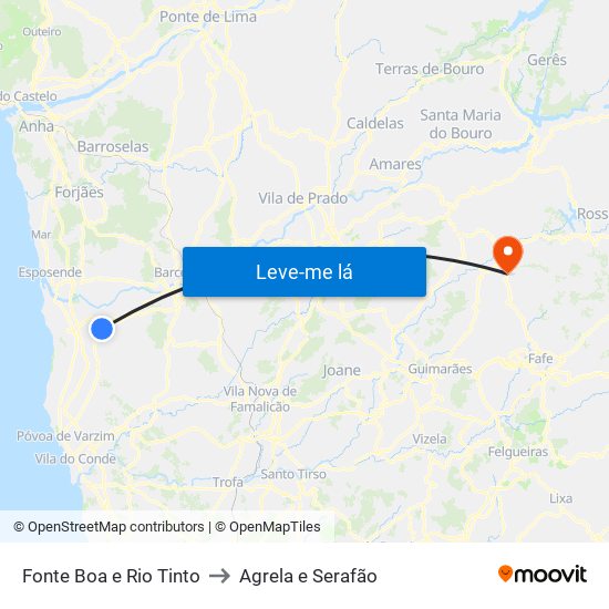 Fonte Boa e Rio Tinto to Agrela e Serafão map