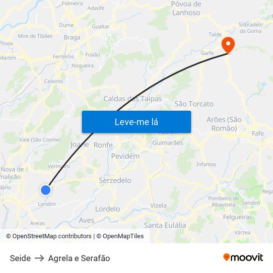 Seide to Agrela e Serafão map