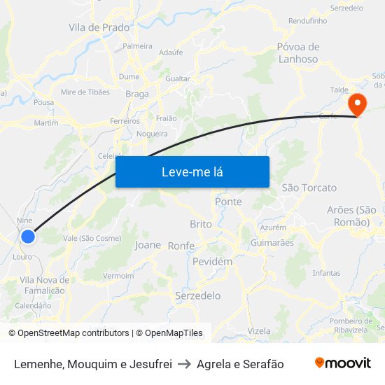 Lemenhe, Mouquim e Jesufrei to Agrela e Serafão map