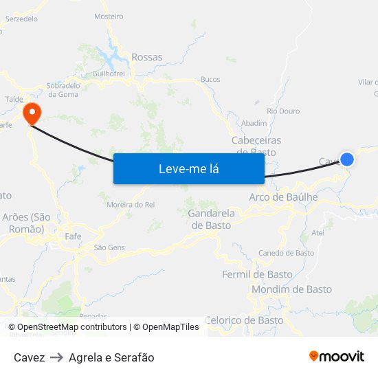 Cavez to Agrela e Serafão map