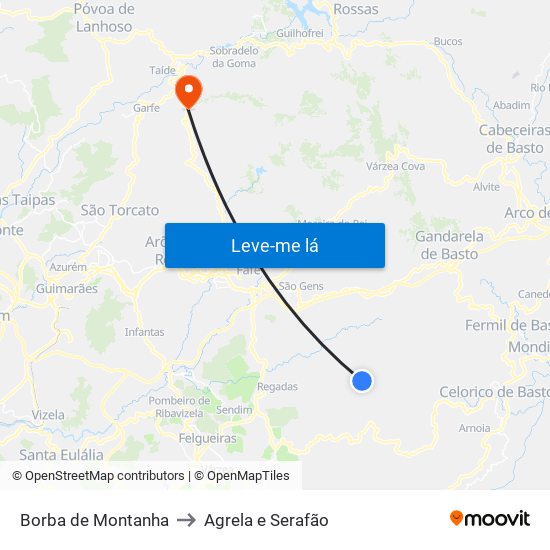 Borba de Montanha to Agrela e Serafão map