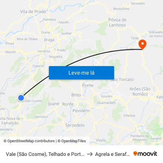 Vale (São Cosme), Telhado e Portela to Agrela e Serafão map