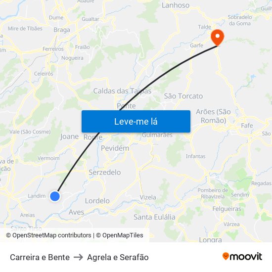 Carreira e Bente to Agrela e Serafão map