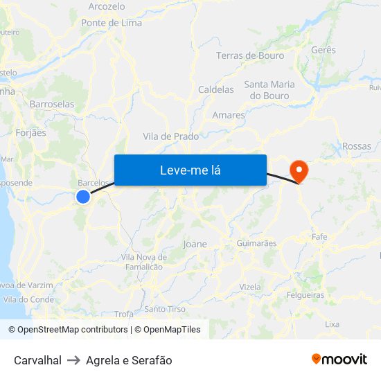 Carvalhal to Agrela e Serafão map