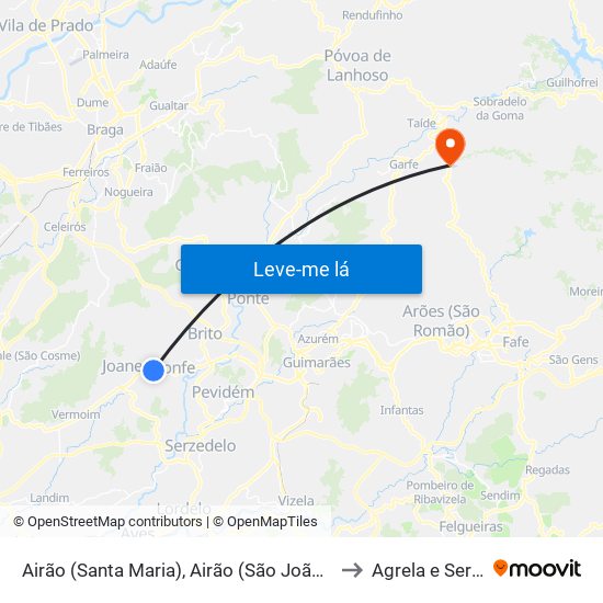 Airão (Santa Maria), Airão (São João) e Vermil to Agrela e Serafão map