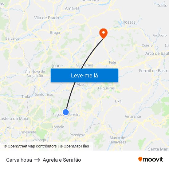 Carvalhosa to Agrela e Serafão map