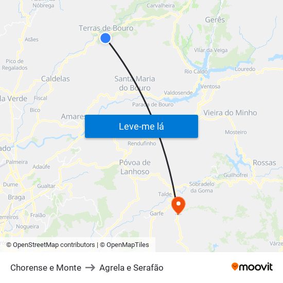 Chorense e Monte to Agrela e Serafão map