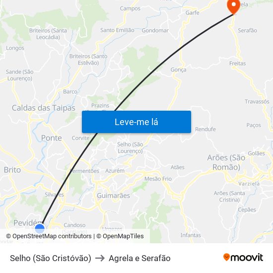 Selho (São Cristóvão) to Agrela e Serafão map