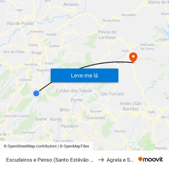Escudeiros e Penso (Santo Estêvão e São Vicente) to Agrela e Serafão map