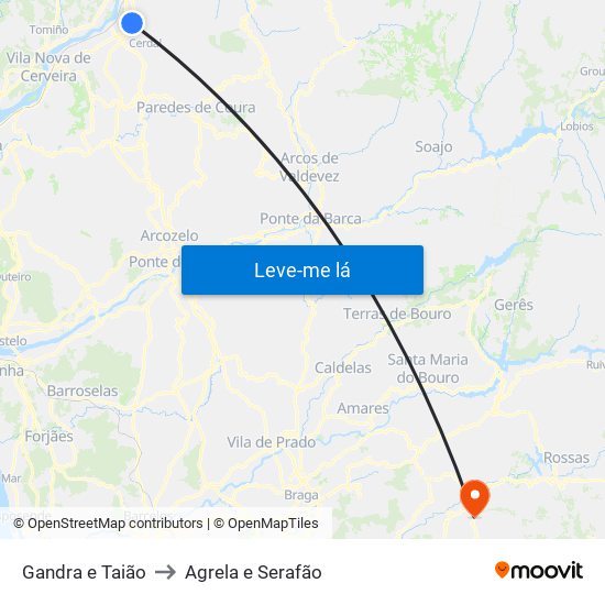 Gandra e Taião to Agrela e Serafão map