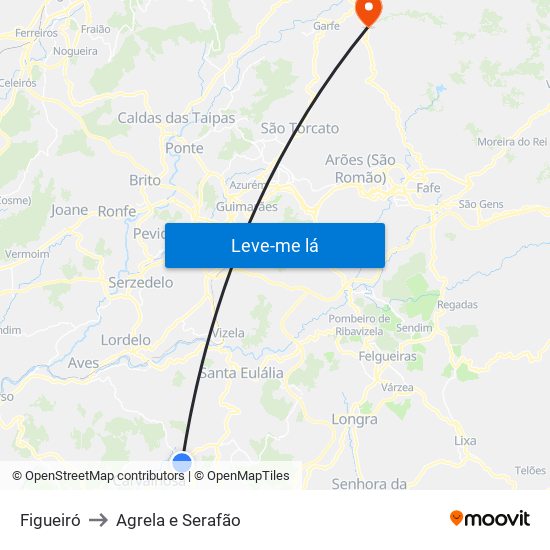 Figueiró to Agrela e Serafão map